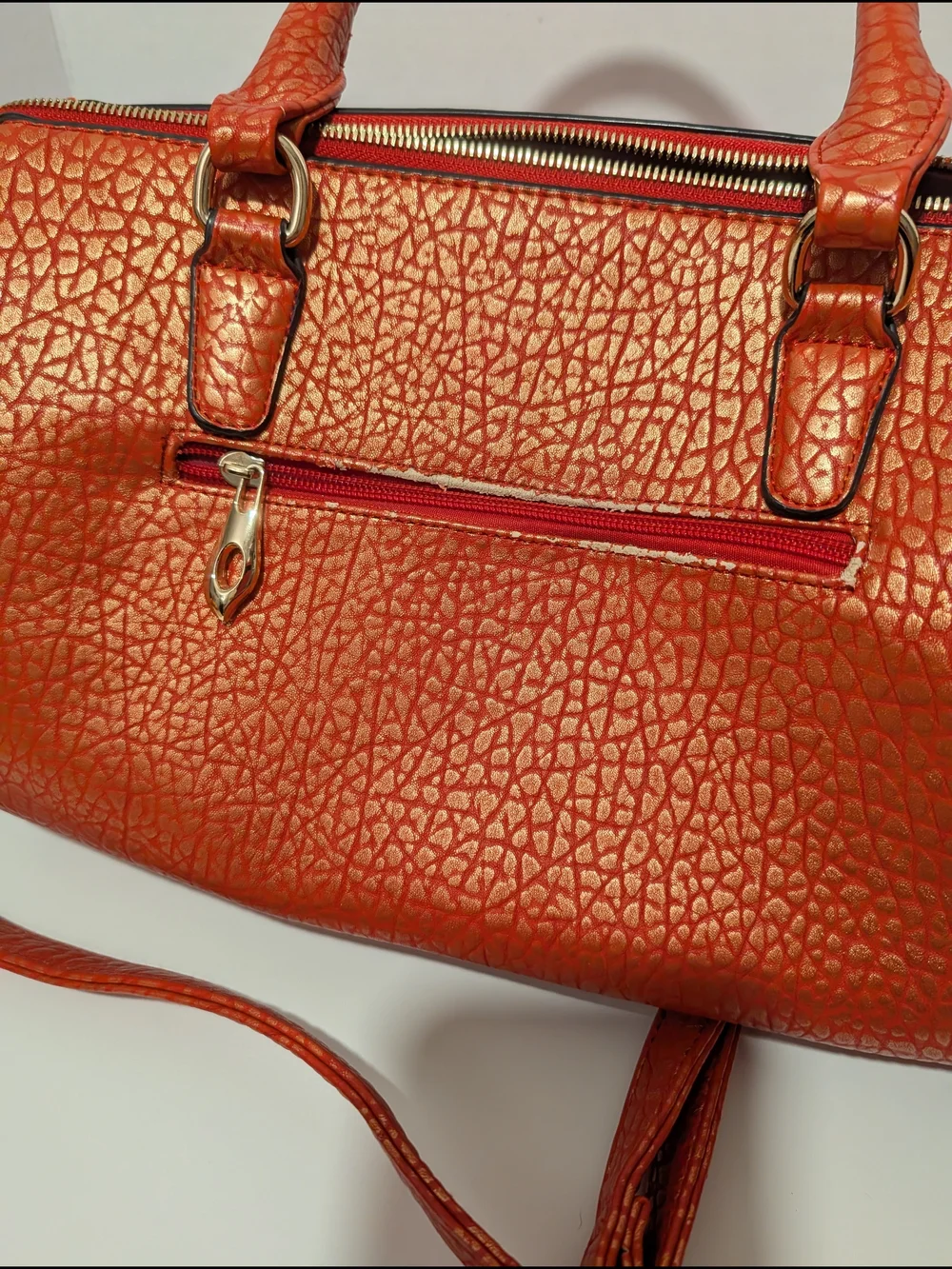 Michael Kors Textured Red Satchel Handbag